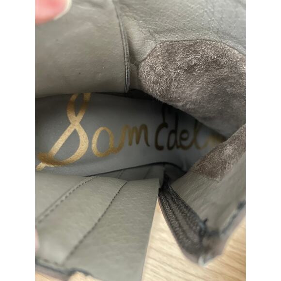 Sam Edelman Studded Leather Ankle Boots Gray Taupe - Picture 8 of 10